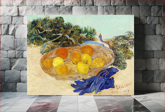 Still Life Oranges Lemons Αντίγραφο του Van Gogh σε Καμβά 50x40 cm
