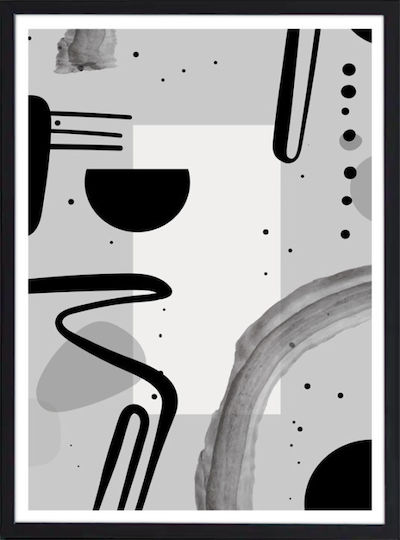 Walls Lines and Dots Wooden Black Frame 60x90 cm