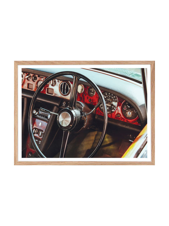 Walls Steering Wheel Rahmen Holz natural frame 30x20cm