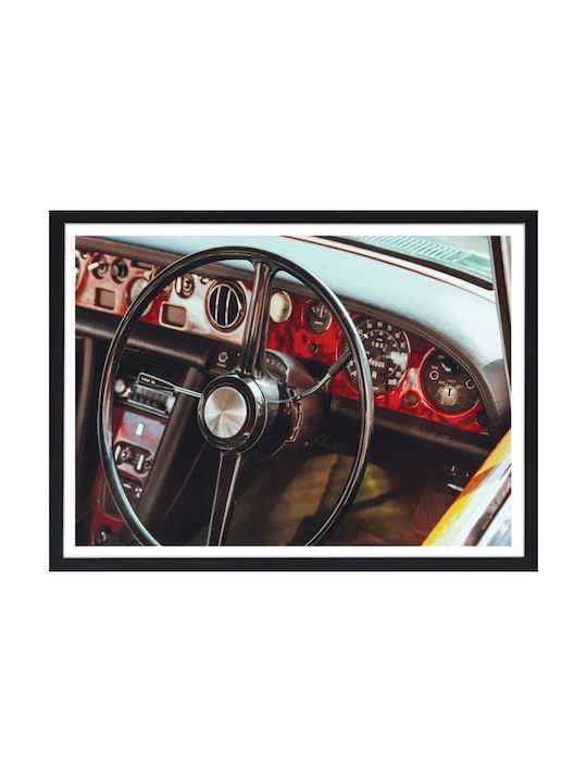 Walls Steering Wheel Rahmen Holz black frame 30x20cm