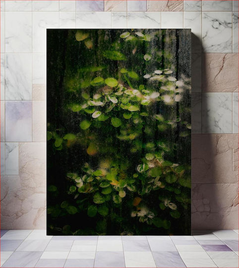 Πίνακας Dew-kissed Leaves Behind Glass Δροσιά Φιλημένα Φύλλα Πίσω Γυαλί 80x120