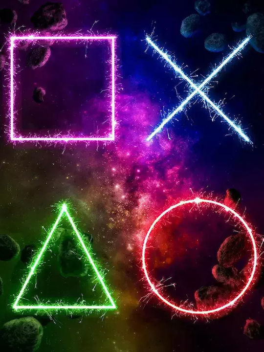 Gaming Poster Playstation Symbols Gm128 21cm X 30cm White Wooden Frame