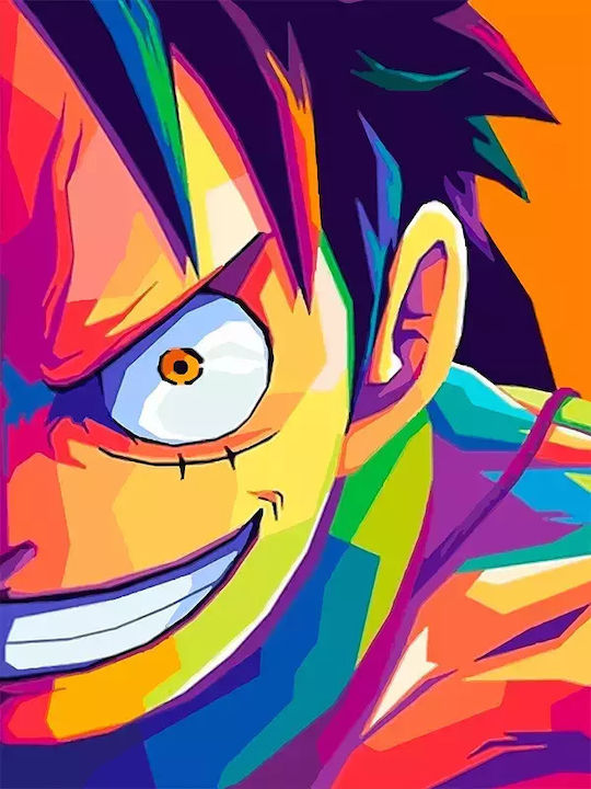 Poster One Piece Luffy An040b 21cm x 30cm Schwarzer Holzrahmen