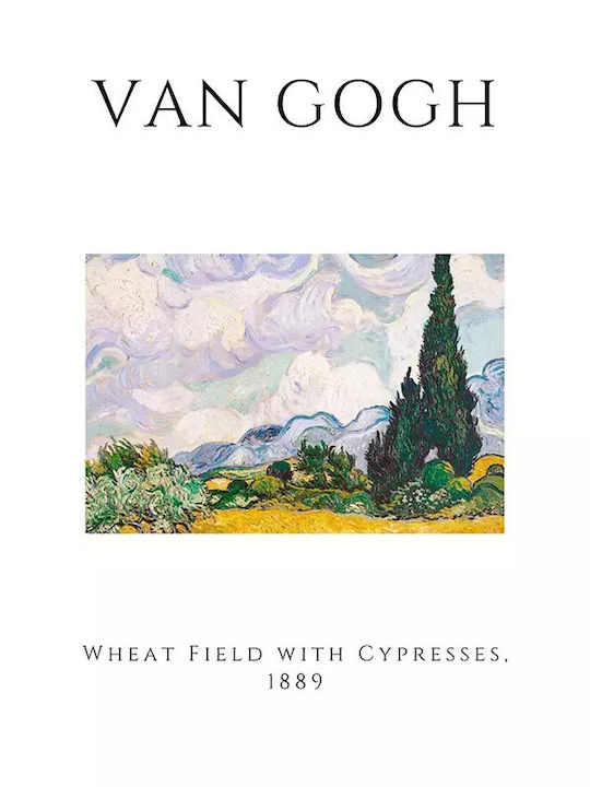 Poster Van Gogh Wheat Field Cypresses Art002 21cm X 30cm White Frame PVC 18x24