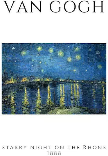 Poster Van Gogh Starry Night On Rhone Art004 21cm X 30cm Λευκό Κάδρο Pvc 18x24