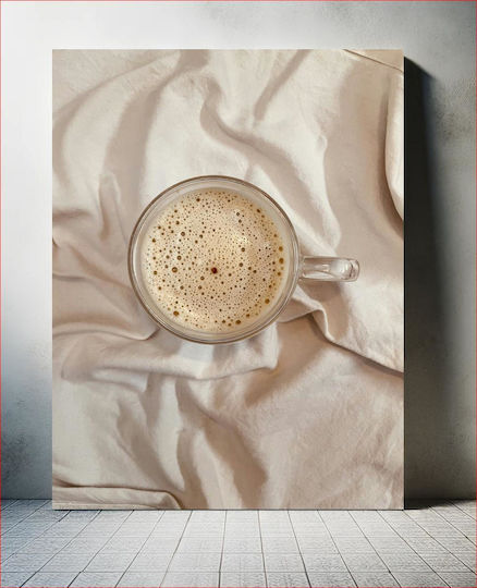 Πίνακας Coffee On White Fabric Καφές Λευκό Ύφασμα 100x150