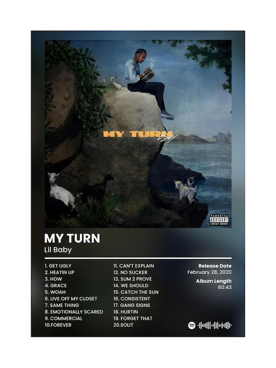 Music Poster Lil Baby My Turn Ms128 21cm X 30cm Λευκό Κάδρο Pvc