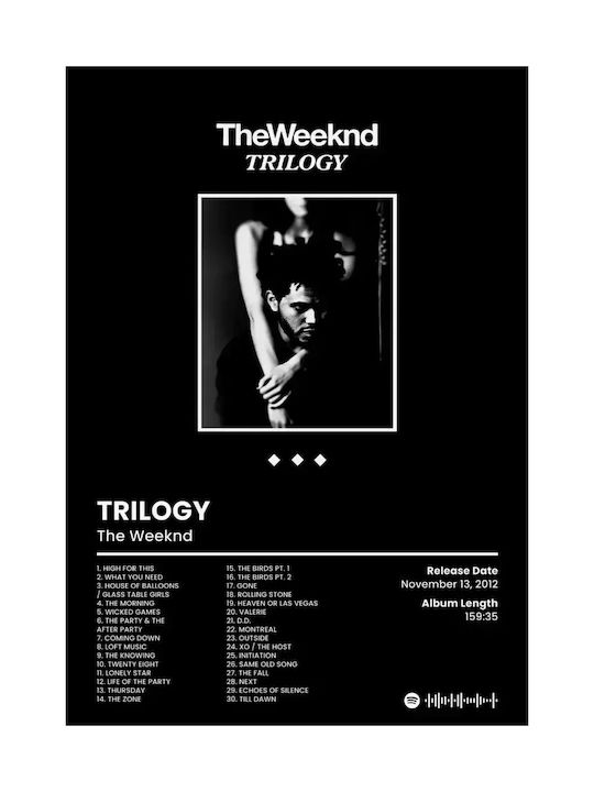 Music Poster Weeknd Trilogy Ms096 30cm X 40cm Premium Black Wooden Frame