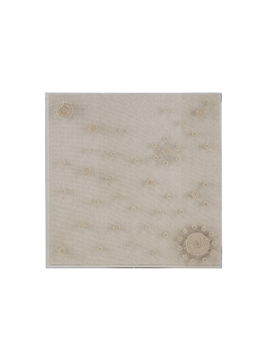 Artekko Mosaic Beige Decorative Painting Fabric Technique Plexiglass Frame 60x5x60 Cm 60cm X 5cm X 60cm