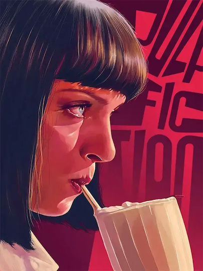 Poster Pulp Fiction Mia Wallace Mv007 30cm X 40cm Frame Dark Natural Wood Brown