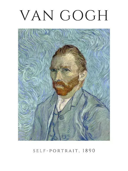Poster Van Gogh Self-Portrait Art005 30cm X 40cm Frame Dark Natural Wood Brown