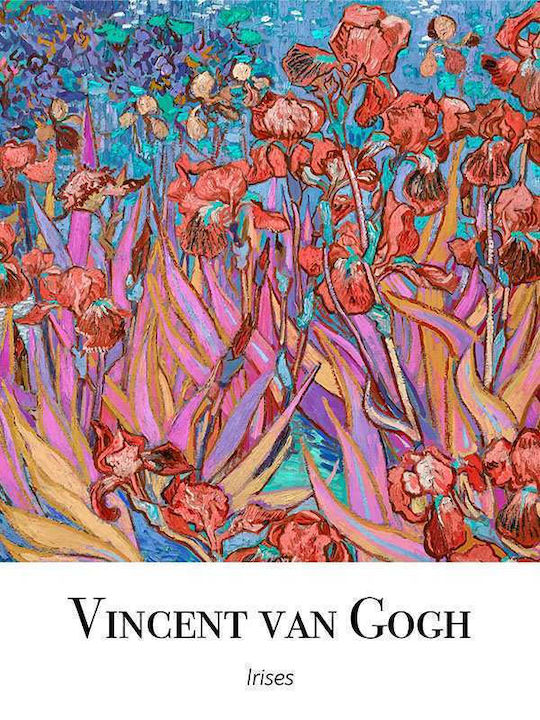 Poster Vincent Van Gogh Irises Art158 30cm X 40cm Κορνίζα Σκούρο Φυσικό Ξύλου Καφέ