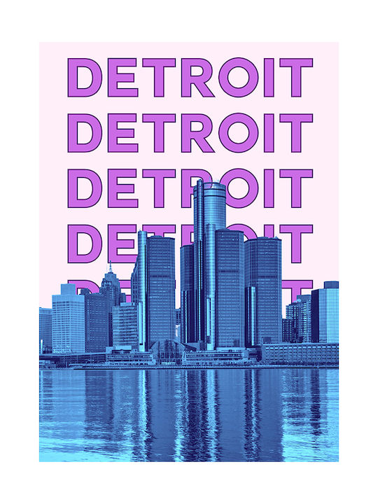 Poster Detroit Pop Art Pst25504 21cm X 30cm White PVC Frame