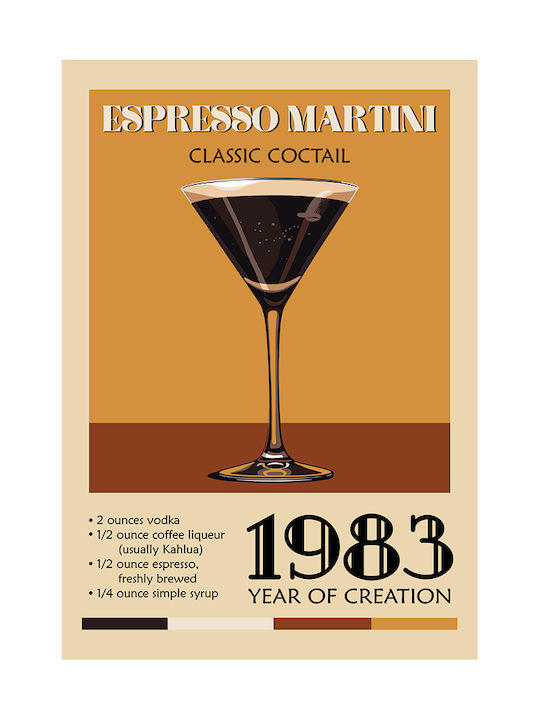 Poster Vintage Espresso Martini Classic Cocktail Pst25373 21cm X 30cm Λευκό Κάδρο Pvc
