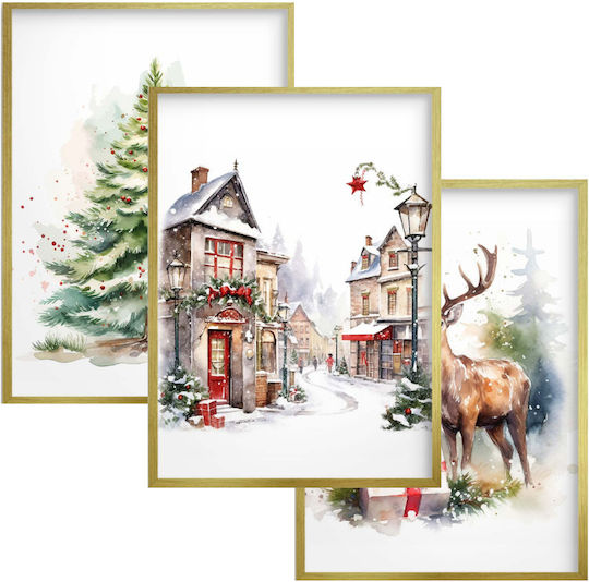 Weihnachtliche Poster Goldener Rahmen Wohnzimmer Schlafzimmer Weihnachtliche Bilder Winter