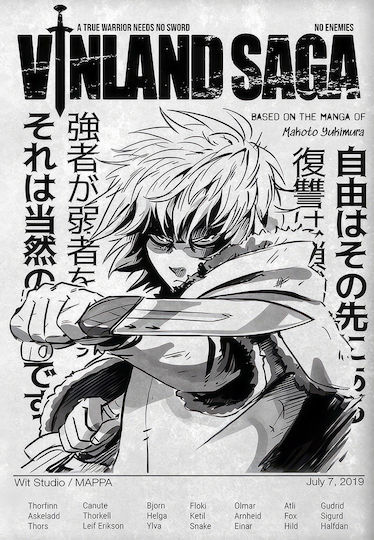 Poster Vinland Saga Thorfinn An154 21cm X 30cm White Wooden Frame