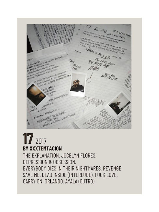 Music Poster Xxxtentacion 17 Ms439 21cm X 30cm White Wooden Frame