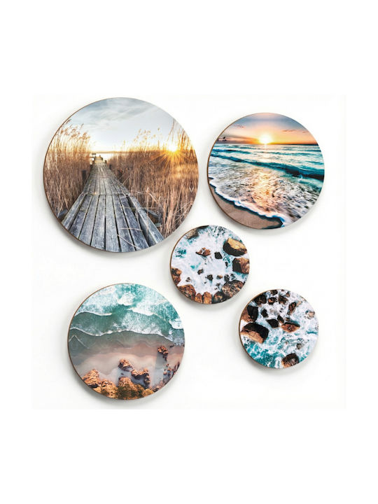 Boho Posters for Wall Bedroom Room Living Room Round Paintings Sea Beach