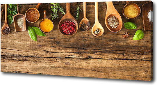 Decorative Canvas Painting Refined Finish Spices Wood 125x50 Cm