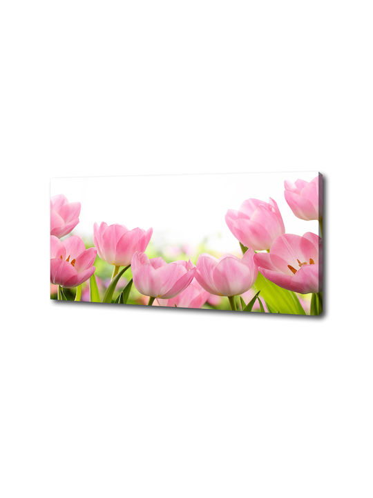 Panou De Perete Pânză De Înaltă Calitate Imprimare Lalele Roz 125x50 Cm