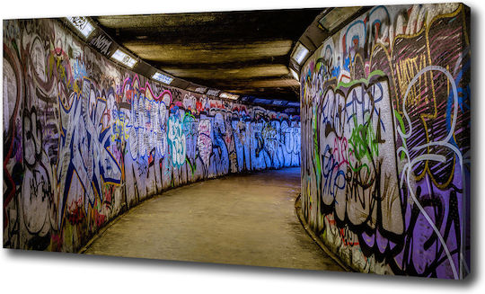 Wall Canvas Painting Ready Immediate Installation Graffiti In The Metro 100x50 Cm