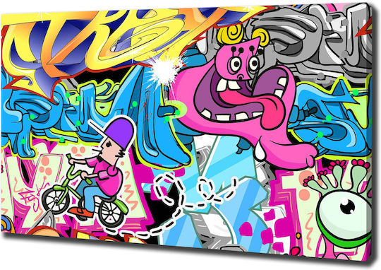 Wall Canvas Painting Suitable for Permanent Decoration Graffiti 100x70 Cm