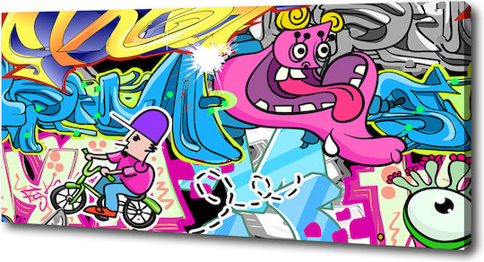 Wall Canvas Painting Suitable for Permanent Decoration Graffiti 125x50 Cm