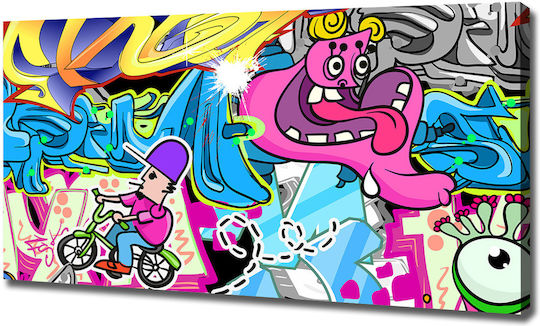 Wall Canvas Painting Suitable Permanent Decoration Graffiti 120x60 Cm