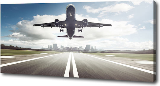 Panou De Perete Pânză Gata De Agățat Avion Decolare 125x50 Cm