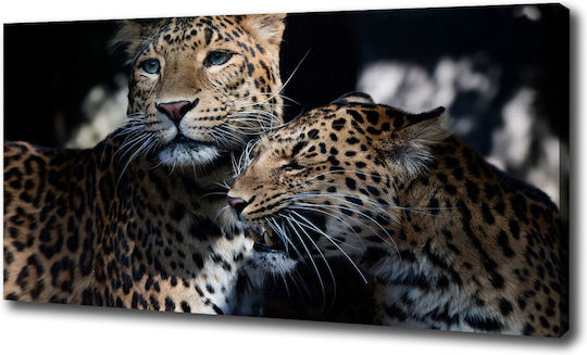Wandbild Segeltuch Ideale Alltagsdekoration Zwei Leoparden 100x50 cm