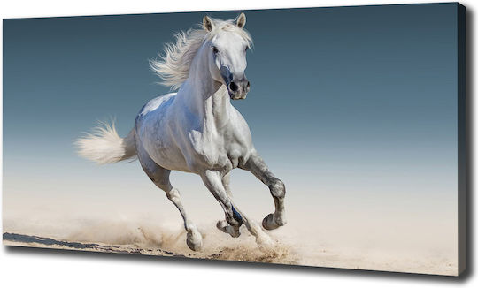 Gemälde Segeltuch Haus Elegante Dekoration Weißes Pferd Galopp 140x70 cm