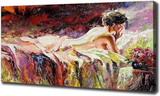 Panou Pânză Interior Spațiu Uz Cotidian Femeia Culcată 140x70 Cm