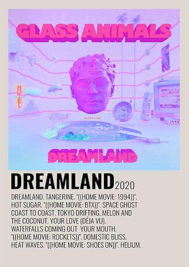 Музикален Постер Dreamland Glass Animals Ms544 30см X 40см Премиум Черна Дървена Рамка