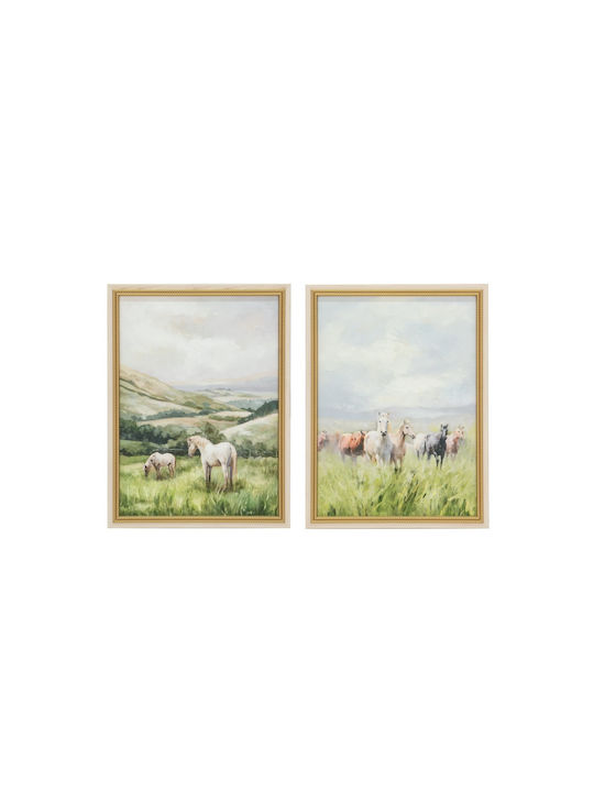 Artekko Δίπτυχος Πίνακας σε Καμβά 60x80cm