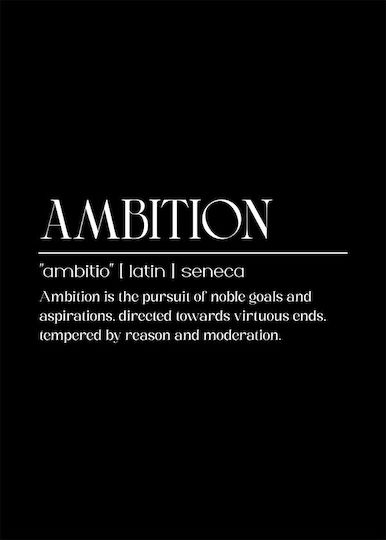 Quote Poster Ambition Seneca Pq141 21cm X 30cm Λευκό Κάδρο Pvc