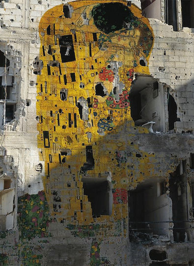 Graffiti The Kiss Replica of Gustav Klimt on Canvas 40x60 cm