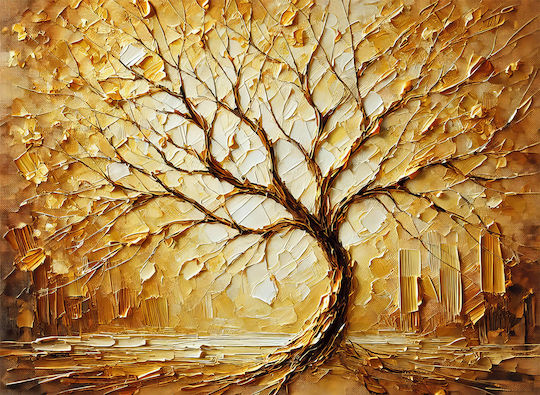 I-gallery Gold Tree Brushes Abstract σε Καμβά