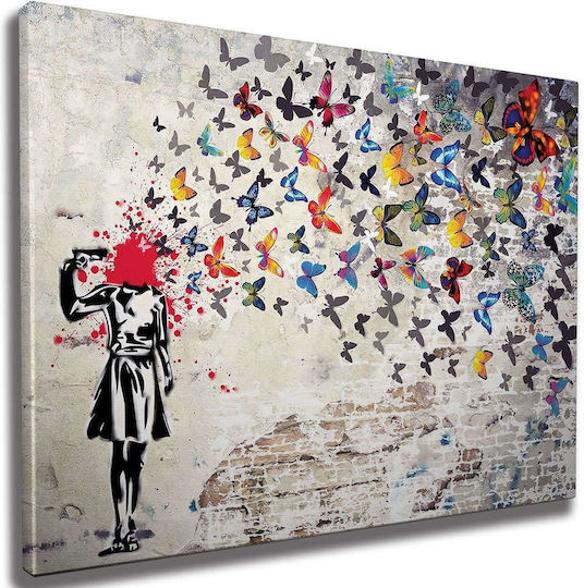 Wallity Gemälde Banksy auf Segeltuch 100x70 cm