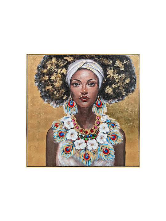Canvas Painting Fylliana Fl4961 Woman Face Brown-Gold-White 100x100cm