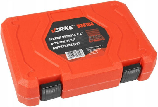 Verke Căpăcei cu Patrat de Prindere 1/2" Set 21buc