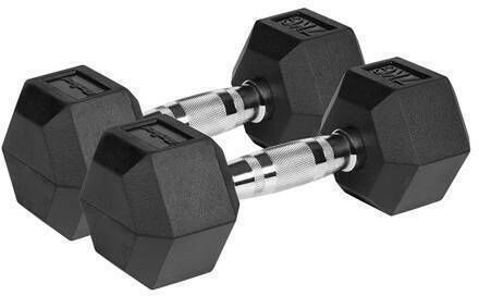 Rebel Set Hexagonal Rubber Dumbbells 2 x 7kg