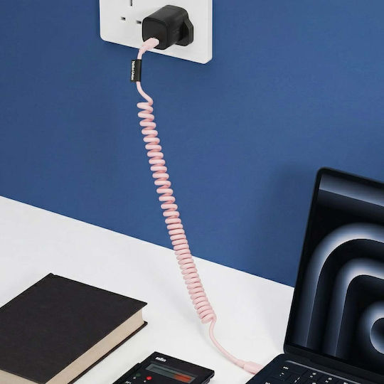 Native Union Usb-c Zu Usb-c Kabel 60w Spiral 1.2m Pop Series Schnelles Laden Rosa