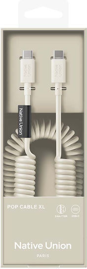 Native Union Usb-c To Usb-c Cable 60w Coiled 2.4m Pop Series Fast Charging Beige