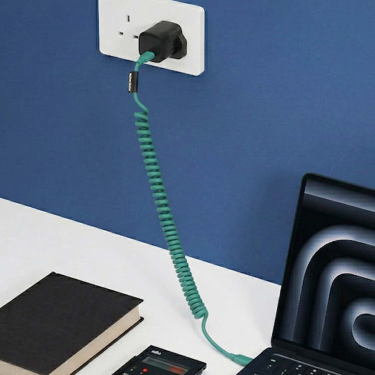 Native Union Usb-c To Usb-c Cable 60w Coiled 1.2m Pop Series Fast Charging Green