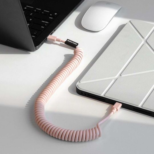 Native Union Usb-c Zu Usb-c Kabel 60w Spiral 2.4m Pop Serie Schnelles Laden Rosa