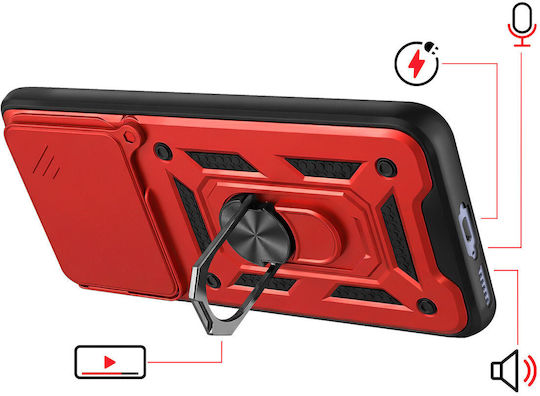 Mayaxess Ring Case Redmi Note 15 4g Sliding Camera Cover Red
