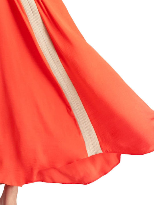 Sommer Maxi Abendkleid Satin Wassermelone