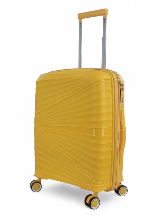 Playful Bags Cabin Travel Suitcase Hard Yellow with 4 Wheels Height 55cm