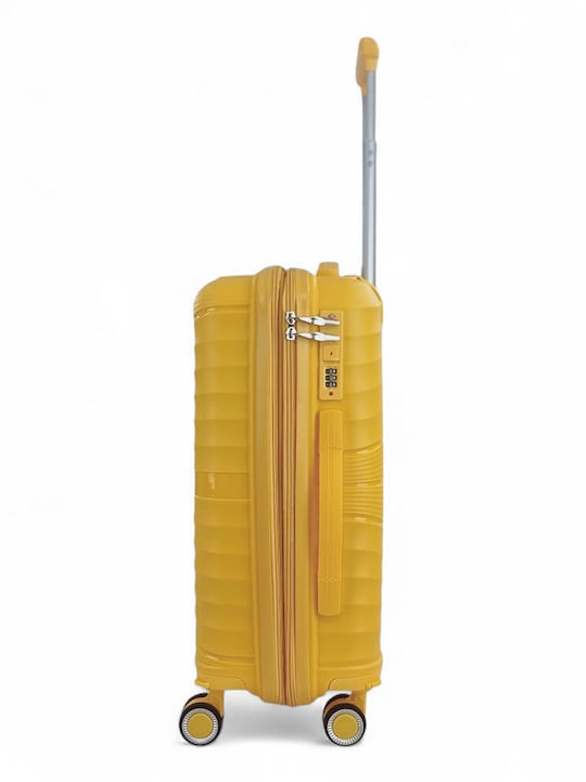 Playful Bags Cabin Travel Suitcase Hard Yellow with 4 Wheels Height 55cm