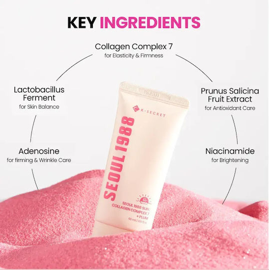 K-Secret Seoul 1988 Sun: Collagen Complex 7 + Plum Cremă de Față cu Protecție Solară SPF50+ 50ml